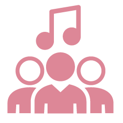Icon of group with music note, representing competitive landscape and audio inspiration.
