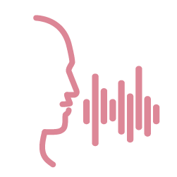 Silhouette of a person's face with speech sound waves.