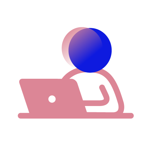 Stylized graphic of a person lying in bed, sleeping, with a crescent moon and stars above.